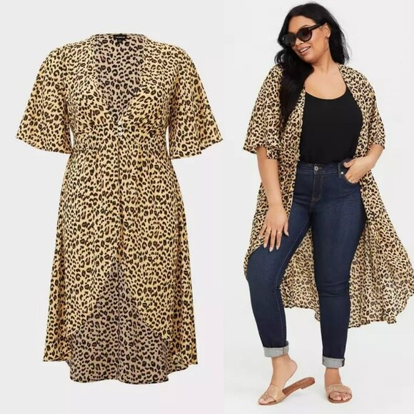 Torrid Leopard Hi-Lo Kimono - Picture 1 of 9